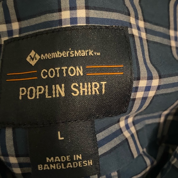 Men's Members Mark L long sleeve dress/ casual shirt. Blue green Cotton Poplin - Picture 4 of 4